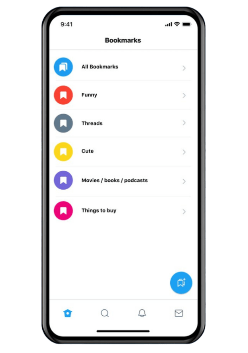 Twitter Blue Bookmark Folders