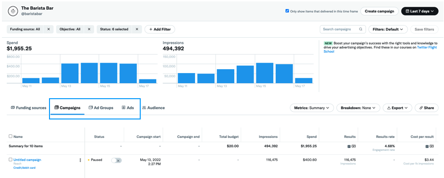 Tracking Core Metrics in Twitter Ads Manager