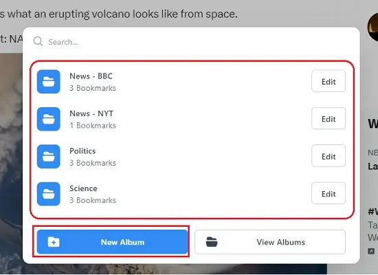 Twitter Blue Bookmark Folders