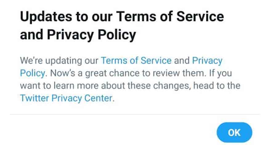 Twitter Privacy Policy Updates 