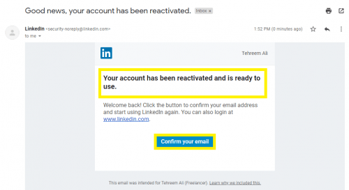 Click on the Reactivate your account button.