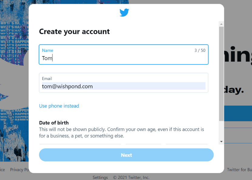 Create a New Twitter Account