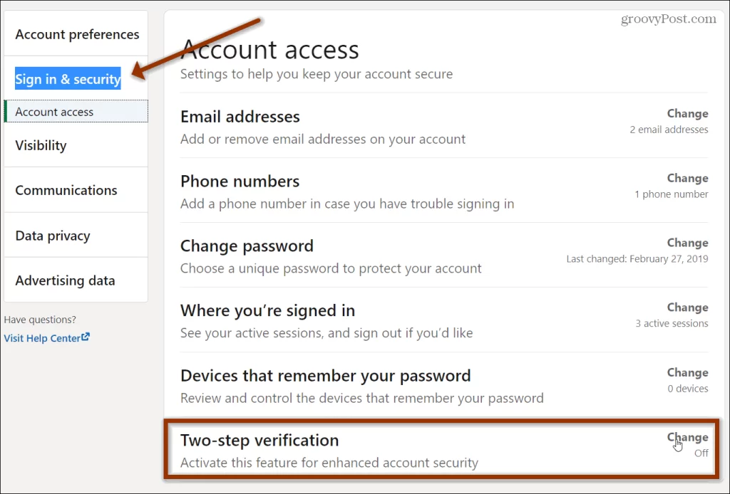 Enabling Two-Factor Authentication on LinkedIn