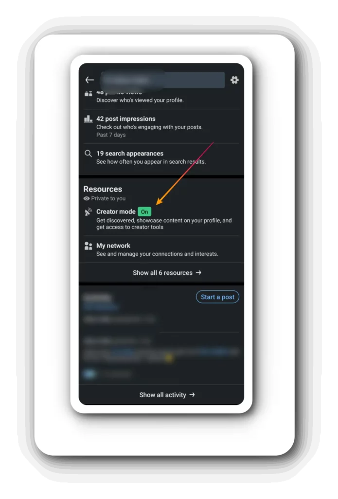creator mode on linkedin