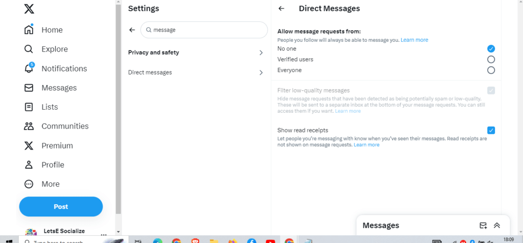 allowing message requests