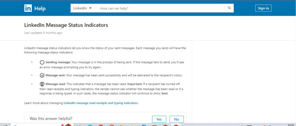 LinkedIn Message Status Indicators