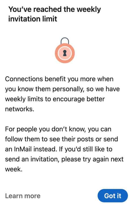 LinkedIn Weekly Invitation Limit