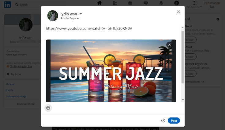 How do you post YouTube videos on LinkedIn