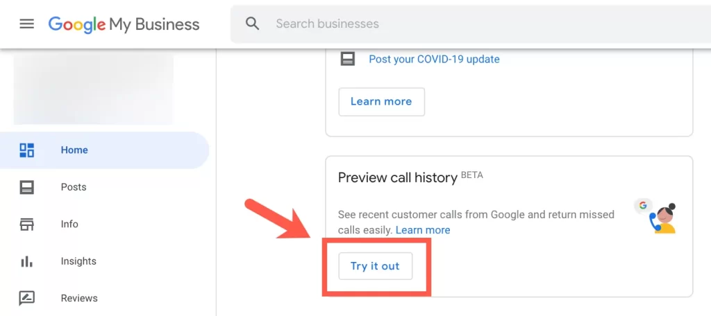 Google My Business Call History